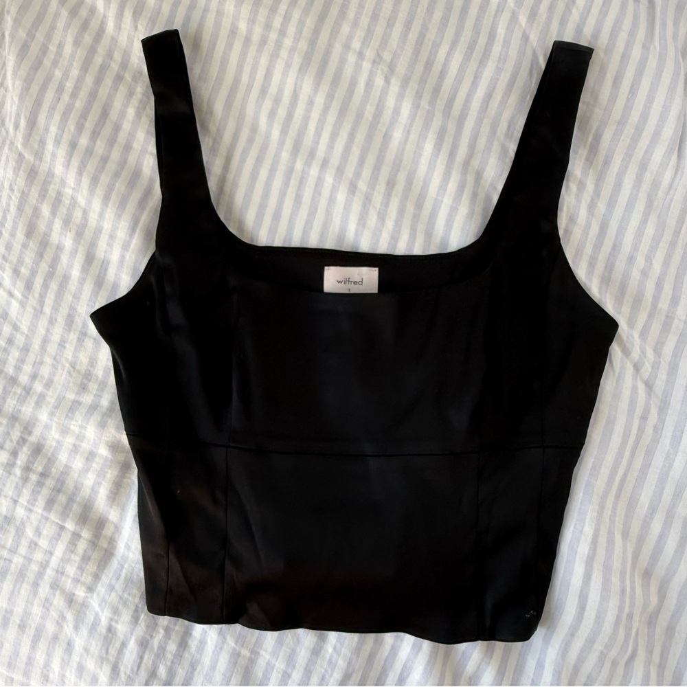 Aritzia Black Silky Square Neck Tank Top
